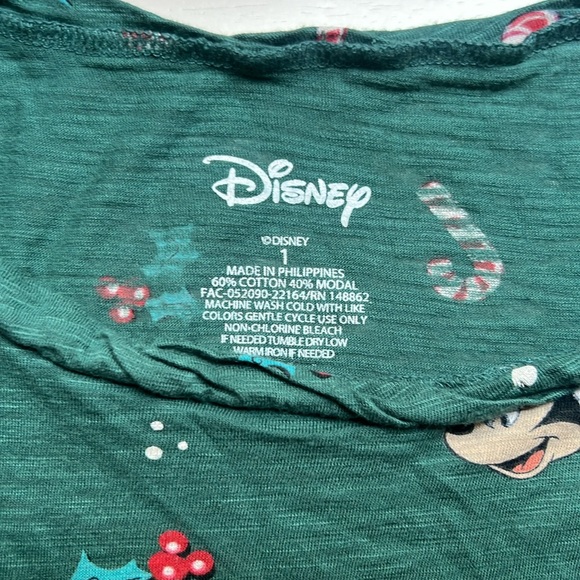 Disney Christmas Mickey Mouse Candy Cane Girls Green Nightgown - Picture 3 of 3
